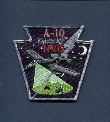 103rd FS NVG A-10 Warthog  Thunderbolt USAF PA  ANG Republic Squadron Patch • $5.99