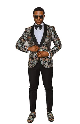 Slim Fit Shawl Laple 1 Button Multi Color Tuxedo Blazer Dinner Jacket BY AZARMAN • $89