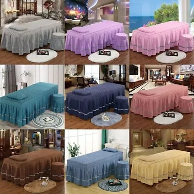 Salon Bed Sheet Massage Table Skirt Facial Valance Bed Cover With Face Hole • $28.82