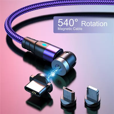 $7.69 • Buy 540° 0.5M 1M 2M 3M USB IOS Lead For Apple IPhone IPad/TypeC/Micro Cable Magnetic