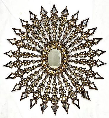 19th Century Large Starburst  Giltwood Mirror • $2150