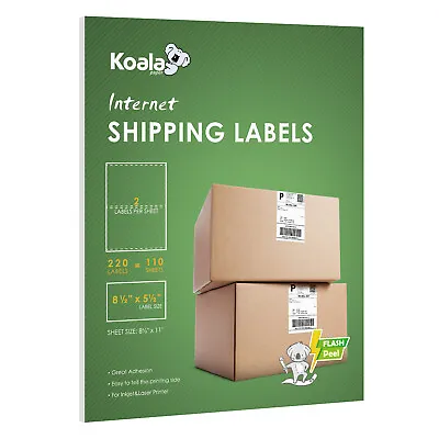 220 Shipping Labels Half Sheet 8.5 X 5.5 Blank Self Adhesive 2 Labels Per Sheet • $13.95