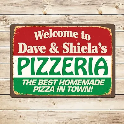 Personalised Pizzeria Sign - Pizza Oven Outdoor Kitchen Gift For Dad Retro Metal • £13.99