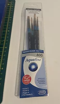 Daler Rowney Aquafine Watercolour Brush Pack Set 400 Round 1 &4 Rigger 4 Flat 6 • £7.50