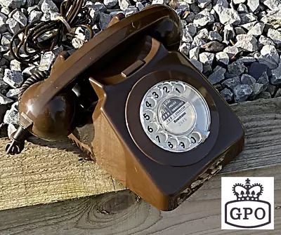 Vintage Phone GPO 746 Rotary Dial Telephone Gloss Brown Built 1978 Fully Working • £70