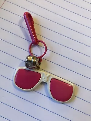 Vintage 1980s Plastic Bell Charm Pink Sunglasses For 80s Necklace • $15