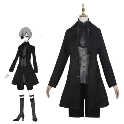 $69.07 • Buy Black Butler Sebastian Michaelis Cosplay Costume Halloween Black Outfits SuitS