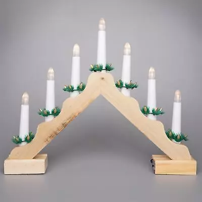 Christmas Home Table Decoration Centerpieces LED Wooden Candle Bridge • £12.99