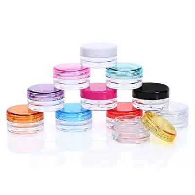 10ml / 10g Empty Small Round Plastic Jar Pot Travel Cosmetic Sample Storage Pot • £4.39