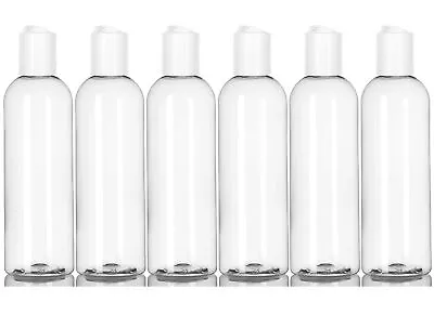 6 Pack 8oz Clear Plastic Bottles Refillable Squeeze Containers With Disc Caps • $17.01