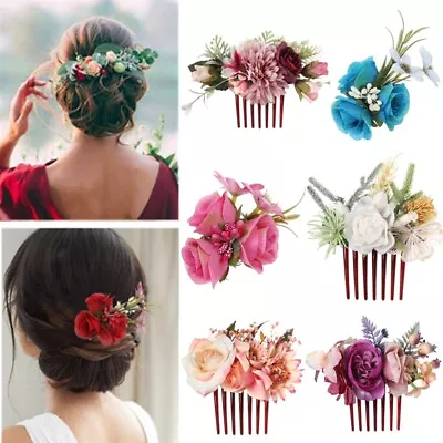 £3.07 • Buy Women Boho Flower Hair Comb Floral Hair Pin Clip Wedding Bridal Hair Accessories