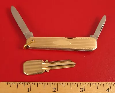 Vintage Voos Pocket Knife Spare Key Haywood Knife Gold Tone Uncut Rare !! • $125