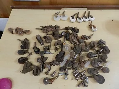$22 • Buy Lot Of 59 VINTAGE  Furniture Wheels And Casters WOOD PLASTIC CERAMIC