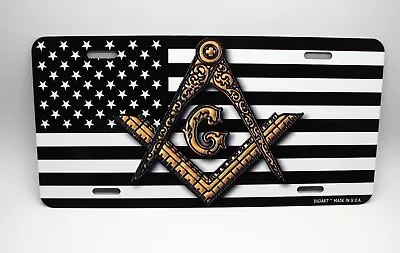 Freemason Masonic Mason Logo American Tactical Flag Metal Car License Plate Tag • $14.95