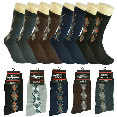 3-12 Pairs Mens Multi-Color S-Argyle Cotton Fashion Casual Dress Socks 10-13 • $9.99