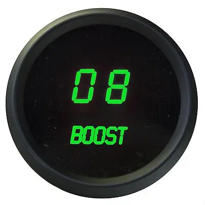 2 1/16  Universal Digital Boost Gauge Green LEDs Black Bezel Made In The USA • $81.56