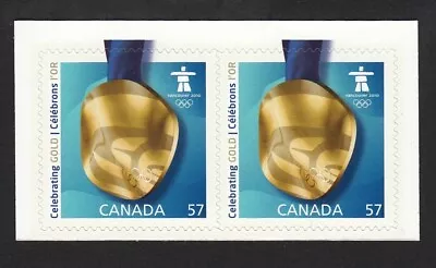 VANCOUVER OLYMPIC GOLD MEDALS =  BOOKLET PAIR MNH Canada 2010 #2372 • $2.18