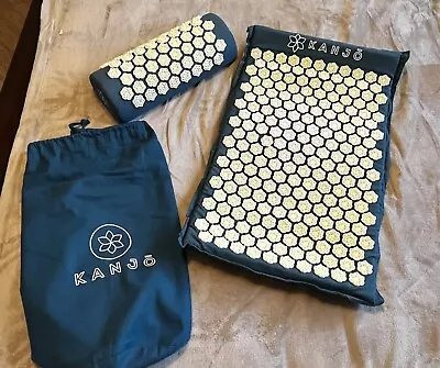 EUC 3 Piece Kanjo Acupressure Point Blue 28 X16  Back Mat Pillow Carry Bag • $23.99