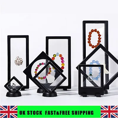 3D Floating Display Frame Clear Film Coin Cosmetic Jewellery Holder Box Stand • £4.36