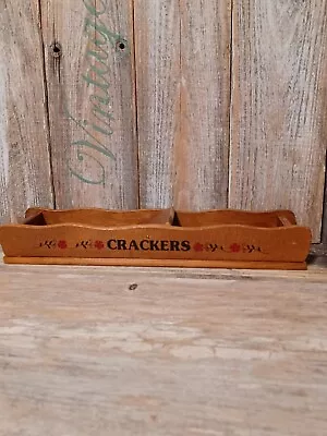 Vintage Wooden Cracker Tray Holder Divided Serving Boat Country Farmhouse   • $10.33