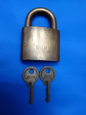 Vintage USN Navy Solid Brass Hurd Detroit Lock With Key • $24