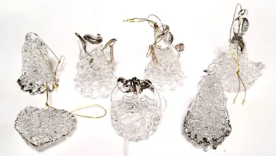 Miniature Spun Clear Glass Ornaments With Gold Detailing Lot Of 7 • $7.45