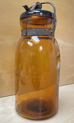 Amber Globe Glass 1886 Mason Fruit Jar • $39