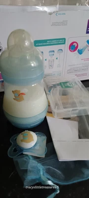 £11.99 • Buy Tracyslittletreasures Fake Formula Milk 🐻bottle+🧸pacifier~ MAMS 120ml * Reborn
