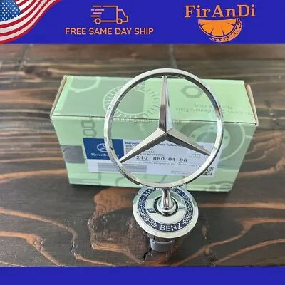 Mercedes Benz Logo Hood Star Emblem Badge Chrome/Blue Ornament Front Bonnet • $30.99