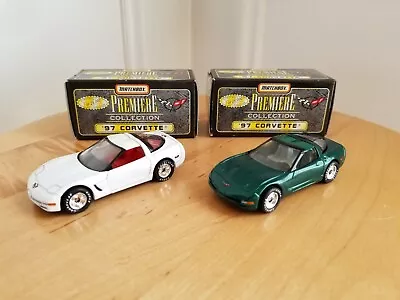 Matchbox Premiere Collection '97 Corvette Coupe Green & White Set 1996 • $8