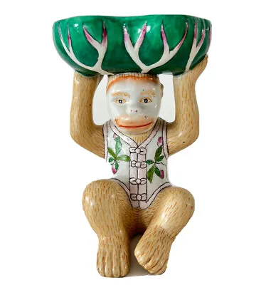 $150 • Buy Rare Vintage Andrea By Sadek Porcelain Chinoiserie Monkey Bowl 8” Tall