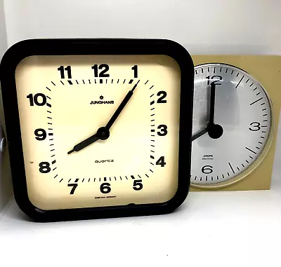 2 X Vintage GERMAN KRUPS ELECTRONICS & JUNGHANS Quartz Wall Clocks For Repair • $39