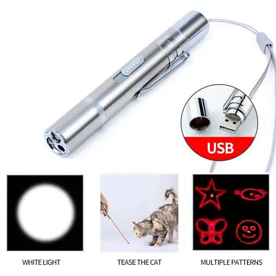 3 In 1 Multi Function Premium Cat Toy Laser Pointer USB Charging LED Torch Light • $10.48