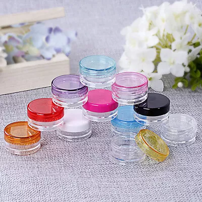 10Pcs Plastic Sample Pot Clear Travel Small Jar Square Cream Empty Cosmetics 3ml • £4.39