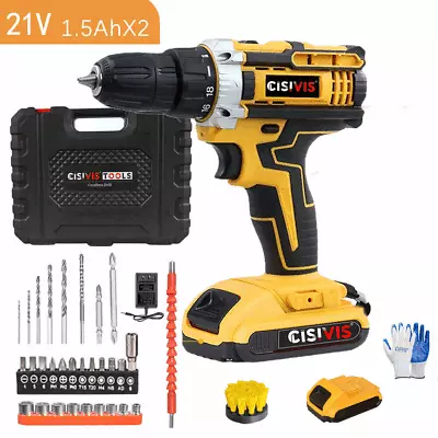 Cordless Drill 21V Drill Driver Set Combi Electric Fast Charger 1 Battery 1Brush • $30.39