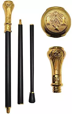 Classy Freemason Walking Stick Cane With Engraved Masonic Symbols On Handle • $54.99