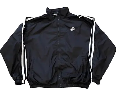 Mountain Dew Jacket Men Size Large Black Striped Sleeves Black Lined Full Zip • $19.20
