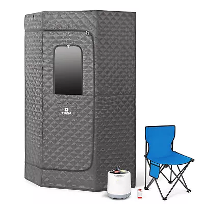 Gray Portable 1600W 4L Full Size Personal Steam Sauna Home Spa With RemoteChair • $159.99