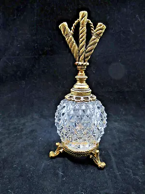 Vintage Matson Diamond Point Cut Glass Bronze Perfume Atomize Bottle Mid Century • $68