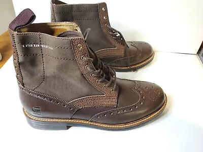 G-STAR RAW Patton Dark Brown Oxford Wingtip Leather Boots Men’s Size 11 • $75