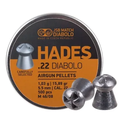 JSB Hades .22 Diabolo Pellets 5.50mm 15.89 Gr - Tin Of 500 • £23.99