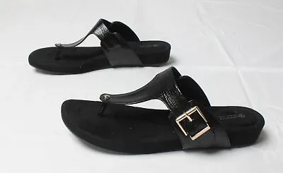Giana Bernini Women's Memory Foam Rivver Thong Sandals CB7 Black Size US:12 • $13.74