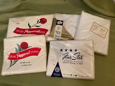 NIB 6 Vintage Fine Muslin/Fine Combed Percale All White Flat And Fitted Sheets  • $29.99