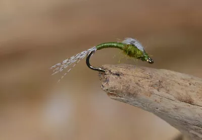 WD40 Olive Emerger Midge Nymph Fly - 1 Doz Flies  - Mustad Signature Hook • $8