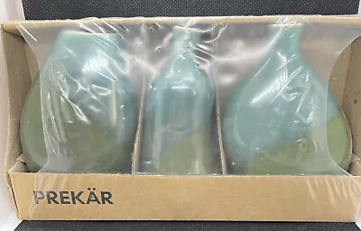 3 Small Earth-toned Vases New In Box From Ikea PREKAR Sage Green & Teal • $10