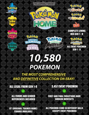 $19.99 • Buy Pokemon Home Complete Living Dex 10,589 Pokemon