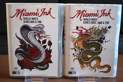 Miami Ink - Totally Inked Series 1-5 DVD Box Sets. VGC *S2 Disc 2 Missing* • £6.79