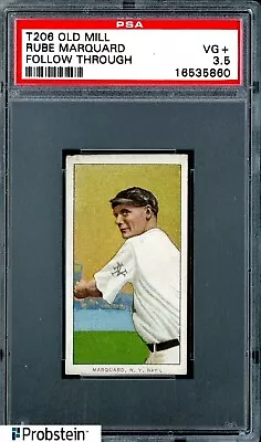 T206 Rube Marquard HOF Follow Through New York Old Mill RARE BACK PSA 3.5 VG+ • $167.50