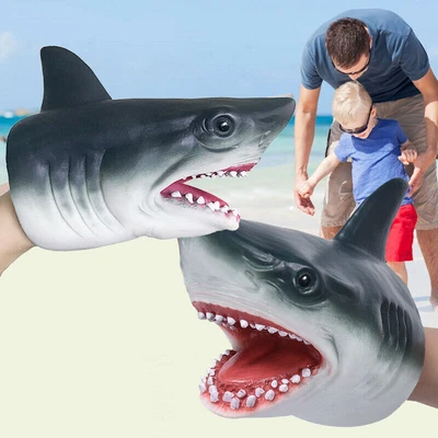 £6.99 • Buy Kids Shark Head Hand Puppet Soft Decoration Glove Funny Toys Birthday Xmas Gifts