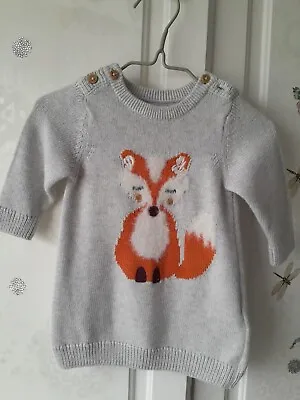 Cute Marks And Spencer Baby Girl Knitted Dress Fox 0-3 Months • £7.99